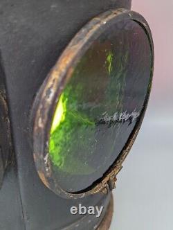 Antique Railroad THE ADLAKE NON SWEATING LAMP CHICAGO Yellow Red Green Glass