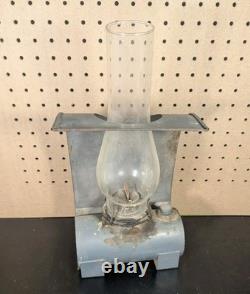 Antique Railroad Train Car Bunk Lantern Oil Lamp Metal Wall Mount Caboose