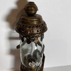 Antique Railroad Train Oil Lantern Wall Sconce Candle Lamp Light Fixture Brass