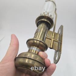 Antique Railroad Train Oil Lantern Wall Sconce Candle Lamp Light Fixture Brass