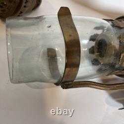 Antique Railroad Train Oil Lantern Wall Sconce Candle Lamp Light Fixture Brass