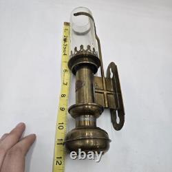 Antique Railroad Train Oil Lantern Wall Sconce Candle Lamp Light Fixture Brass