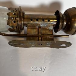 Antique Railroad Train Oil Lantern Wall Sconce Candle Lamp Light Fixture Brass