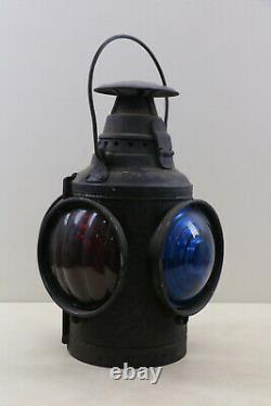 Antique Railroad Train Signal Light Lamp Lantern With Fuel Pot & Wick
