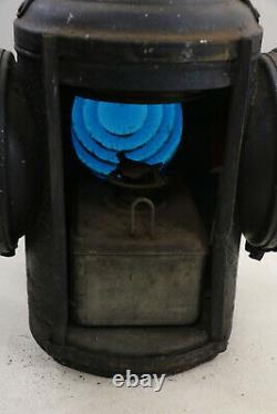 Antique Railroad Train Signal Light Lamp Lantern With Fuel Pot & Wick