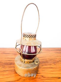 Antique Railway Kerosene Lamp HandLan St Louis Red Glass Globe Shade Home Decor