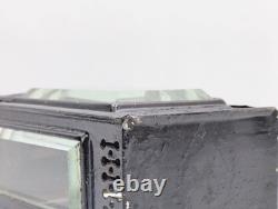 Antique Railway Lantern Early 1900s Black Metal Inspection Lamp Faceted Glass