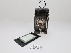 Antique Railway Lantern Early 1900s Black Metal Inspection Lamp Faceted Glass