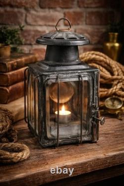 Antique Railway Signal Lamp Metal Lantern Original Patina Marked Base