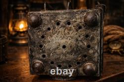 Antique Railway Signal Lamp Metal Lantern Original Patina Marked Base