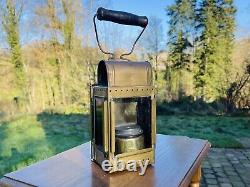 Antique Railway Signal Lantern, Copper Carbide Lamp, Belgium, Early 20th Century