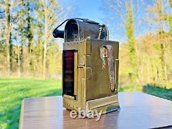 Antique Railway Signal Lantern, Copper Carbide Lamp, Belgium, Early 20th Century