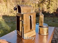 Antique Railway Signal Lantern, Copper Carbide Lamp, Belgium, Early 20th Century