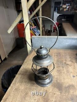 Antique Rare Aug 31 75 Railroad RR Brass Oil Lantern Lamp Conductor Presentation