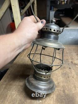 Antique Rare Aug 31 75 Railroad RR Brass Oil Lantern Lamp Conductor Presentation