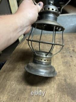 Antique Rare Aug 31 75 Railroad RR Brass Oil Lantern Lamp Conductor Presentation
