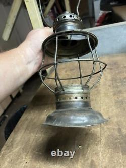 Antique Rare Aug 31 75 Railroad RR Brass Oil Lantern Lamp Conductor Presentation