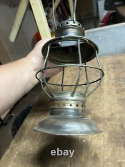 Antique Rare Aug 31 75 Railroad RR Brass Oil Lantern Lamp Conductor Presentation
