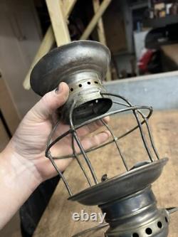 Antique Rare Aug 31 75 Railroad RR Brass Oil Lantern Lamp Conductor Presentation