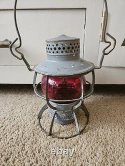 Antique Red Globe Railroad Lantern Dressel Arlington NJ