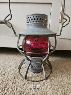 Antique Red Globe Railroad Lantern Dressel Arlington NJ