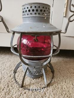 Antique Red Globe Railroad Lantern Dressel Arlington NJ