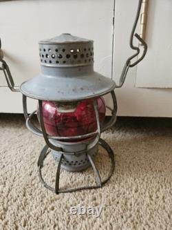 Antique Red Globe Railroad Lantern Dressel Arlington NJ