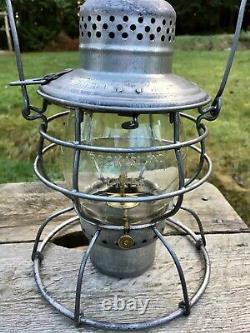 Antique Rock Island Lines Railroad Lantern with Clear Cast Safety First CNX Glob