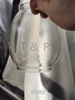 Antique T&P Texas And Pacific Railroad Lamp Lantern Etched Globe No. 39 Barrel