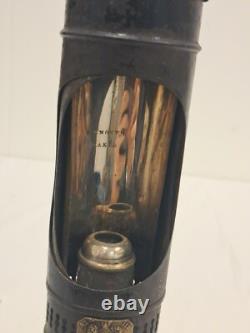 Antique Telescoping Candle Lantern E. P. North Dieu et mon droit Railroad RR