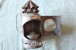 Antique Tin Metal Oil Lamp Railroad Ship Lantern Clear Glass bubble Miners light