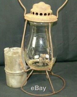 Antique Unusual Side Tank Gas Pressure Lantern Lamp Miners Railroad Ship Barn