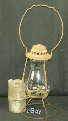 Antique Unusual Side Tank Gas Pressure Lantern Lamp Miners Railroad Ship Barn