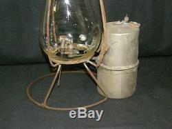 Antique Unusual Side Tank Gas Pressure Lantern Lamp Miners Railroad Ship Barn