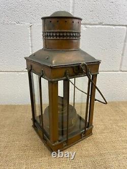 Antique Victorian Railway Copper Oil Lantern Lamp With Burner