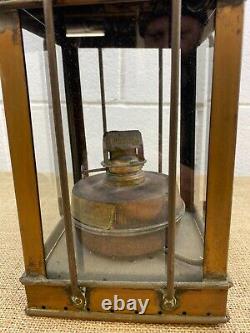 Antique Victorian Railway Copper Oil Lantern Lamp With Burner