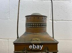 Antique Victorian Railway Copper Oil Lantern Lamp With Burner
