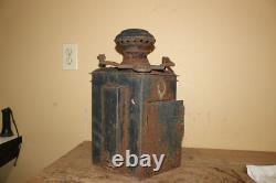 Antique Vintage 1800's Ships Lantern Lamp Light Curved Blue Green Glass Railroad