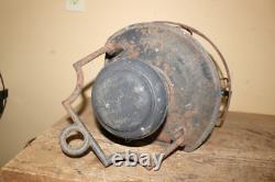 Antique Vintage 1800's Ships Lantern Lamp Light Curved Blue Green Glass Railroad