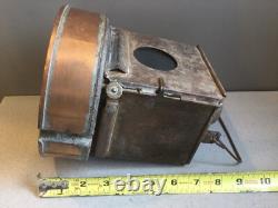 Antique Vtg 40's BRITISH RAILWAY LANTERN Lamp BRW Kerosene Brass w Red Glass 8.5