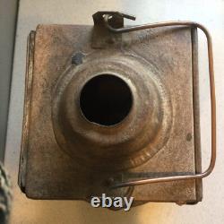 Antique Vtg 40's BRITISH RAILWAY LANTERN Lamp BRW Kerosene Brass w Red Glass 8.5