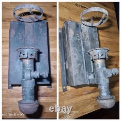 Antique Wall Mount Caboose Railroad Lantern Lamp Square Oil lamp