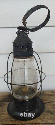 Antique Whale Oil 1850 Tin Railroad Lantern, Whale Oil Burner Bellbottom, RR