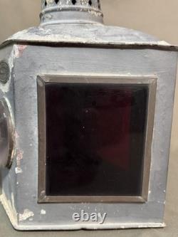 Antique Wm Porter's Sons Co Railroad Marker Lantern Bullseye Red Amber Lens NYC