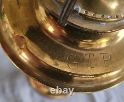 Antique brass GTR kerosene Grand Trunk Railway footed OIL LAMP FREE SHIPPING