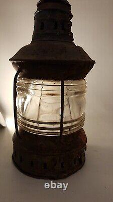 Antique railroad lantern with super thick glass