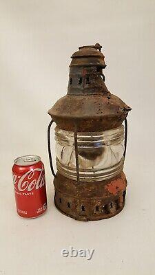 Antique railroad lantern with super thick glass
