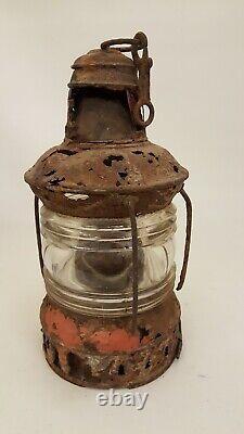 Antique railroad lantern with super thick glass