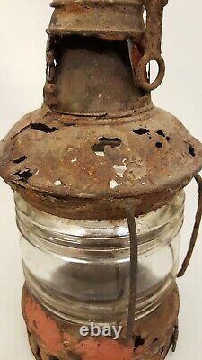 Antique railroad lantern with super thick glass