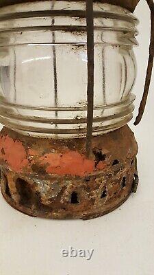 Antique railroad lantern with super thick glass